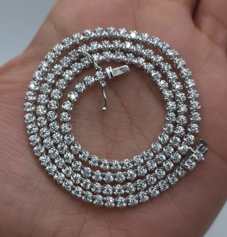 7 Ct Diamond Tennis Necklace, 17 inch Diamond Necklace, Buttercup Setting, 14K Gold Lab Grown Diamond Necklace, Beautiful White Diamonds image 1