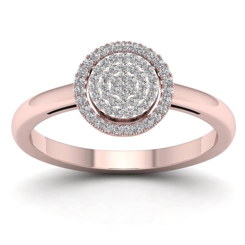 10Kt Rose Gold 0.15 Ct Genuine Natural Diamond Engagement Halo Ring
