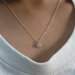 0,30 Ct Diamant-Halskette, 14Kt Gold Lab Grown Diamant-Anhänger, Diamant Solitär-Halskette, Brautjungfer-Halskette