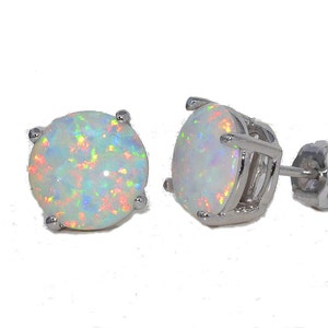 14Kt White Gold Opal Earrings, Opal Studs, Opal Dainty Earrings, October Birthstone Earrings, Bridesmaid Earrings, Everyday Earrings