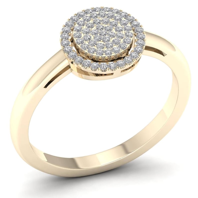 10Kt Yellow Gold 0.15 Ct Genuine Natural Diamond Engagement Halo Ring