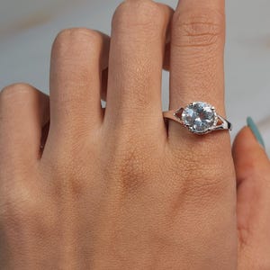 14Kt Gold 2 Ct Natural Aquamarine Ring, Aquamarine Diamond Ring, Solid 14Kt Gold Ring, March Birthstone Ring