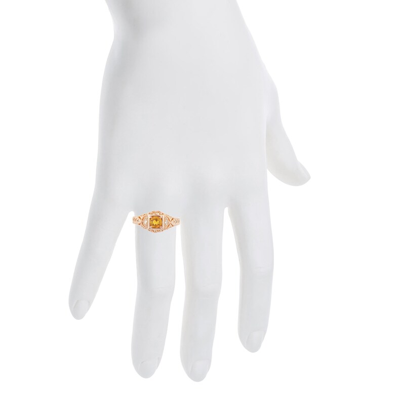 14Kt Rose Gold Plated Orange Citrine /& Diamond Round Ring Dainty Gift For Her Jewelry Fashion Trend