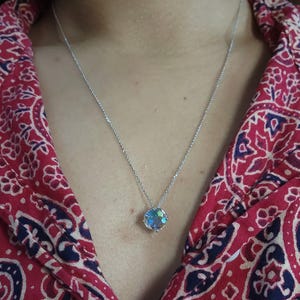 14Kt Gold Natural Mercury Mist Mystic Topaz Round Pendant Necklace Dainty Gift For Her Jewelry