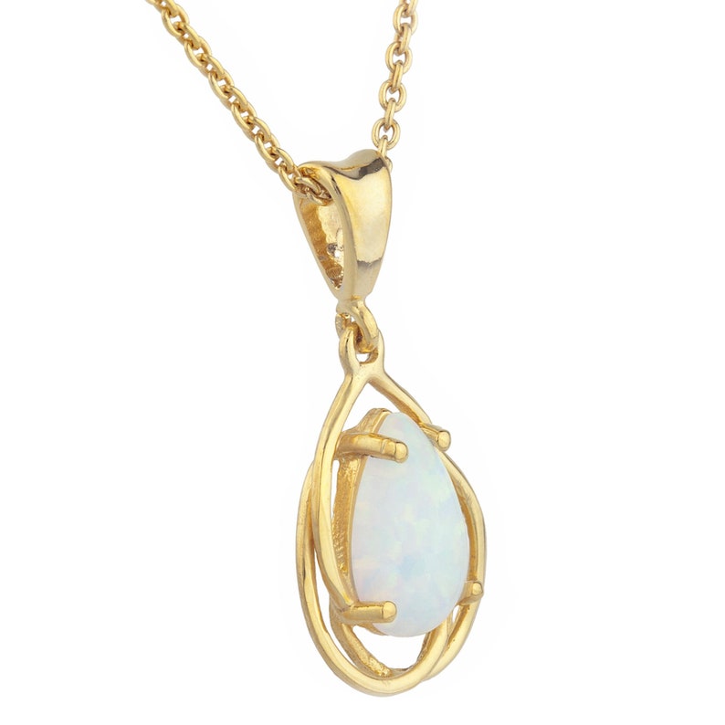 14Kt Gold Opal Necklace Opal Pendant Teardrop Necklace | Etsy