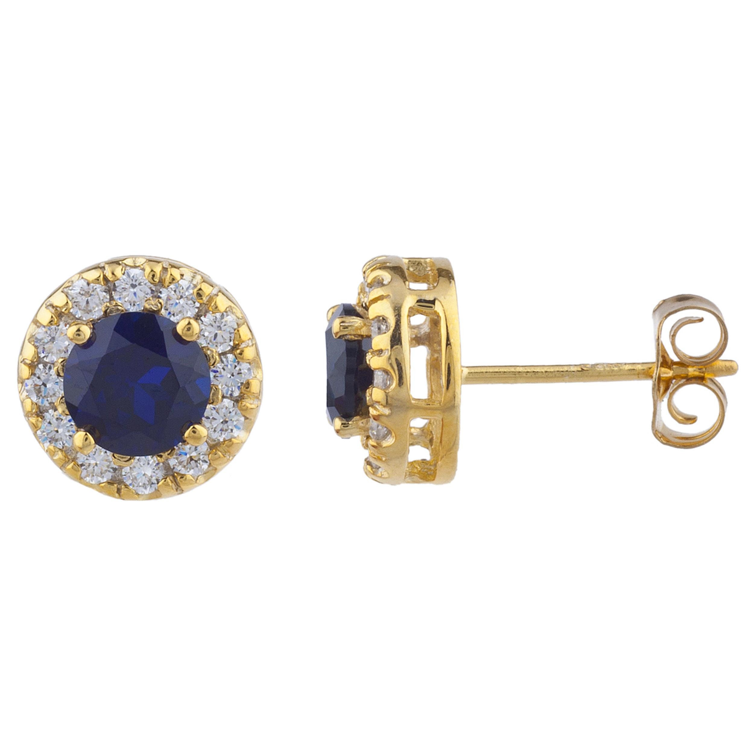 14K Gold Blue Sapphire Earrings Sapphire Stud Earrings | Etsy