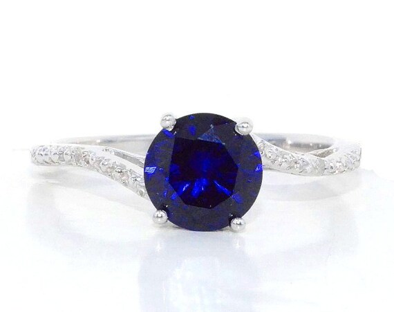 0.50 Ct Blue Sapphire /& Diamond Oval Ring .925 Sterling Silver