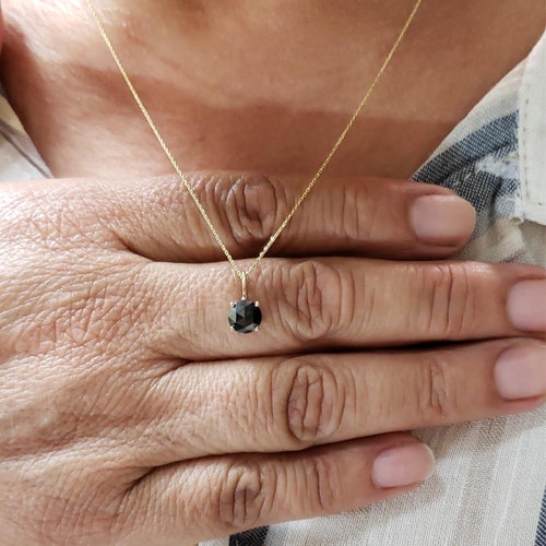 Black Diamond Necklace / 14k Gold Black Diamond 0.30ct Etsy Canada