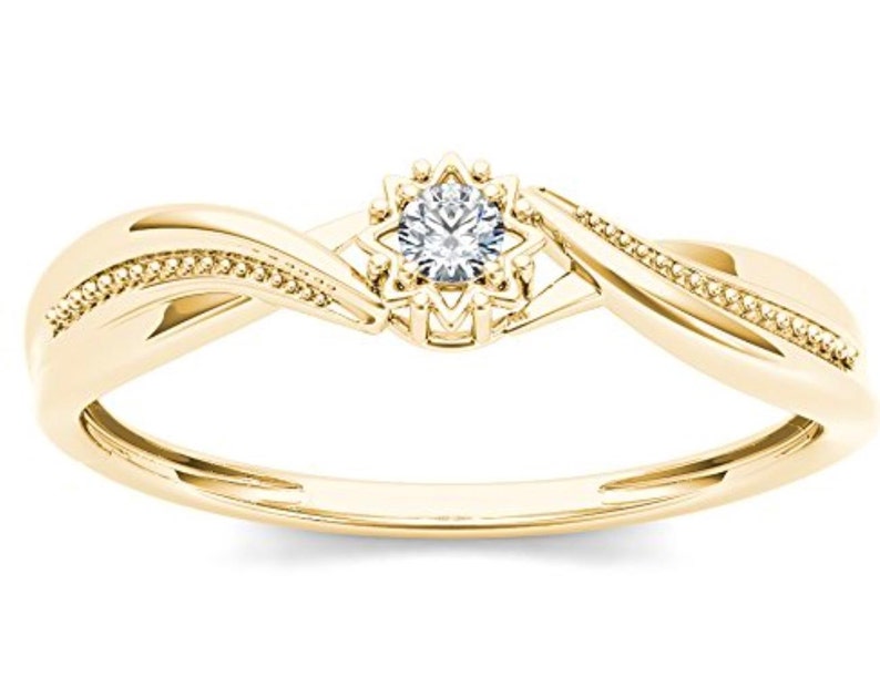 10Kt Yellow Gold Genuine Natural Diamond Twist Design Ring