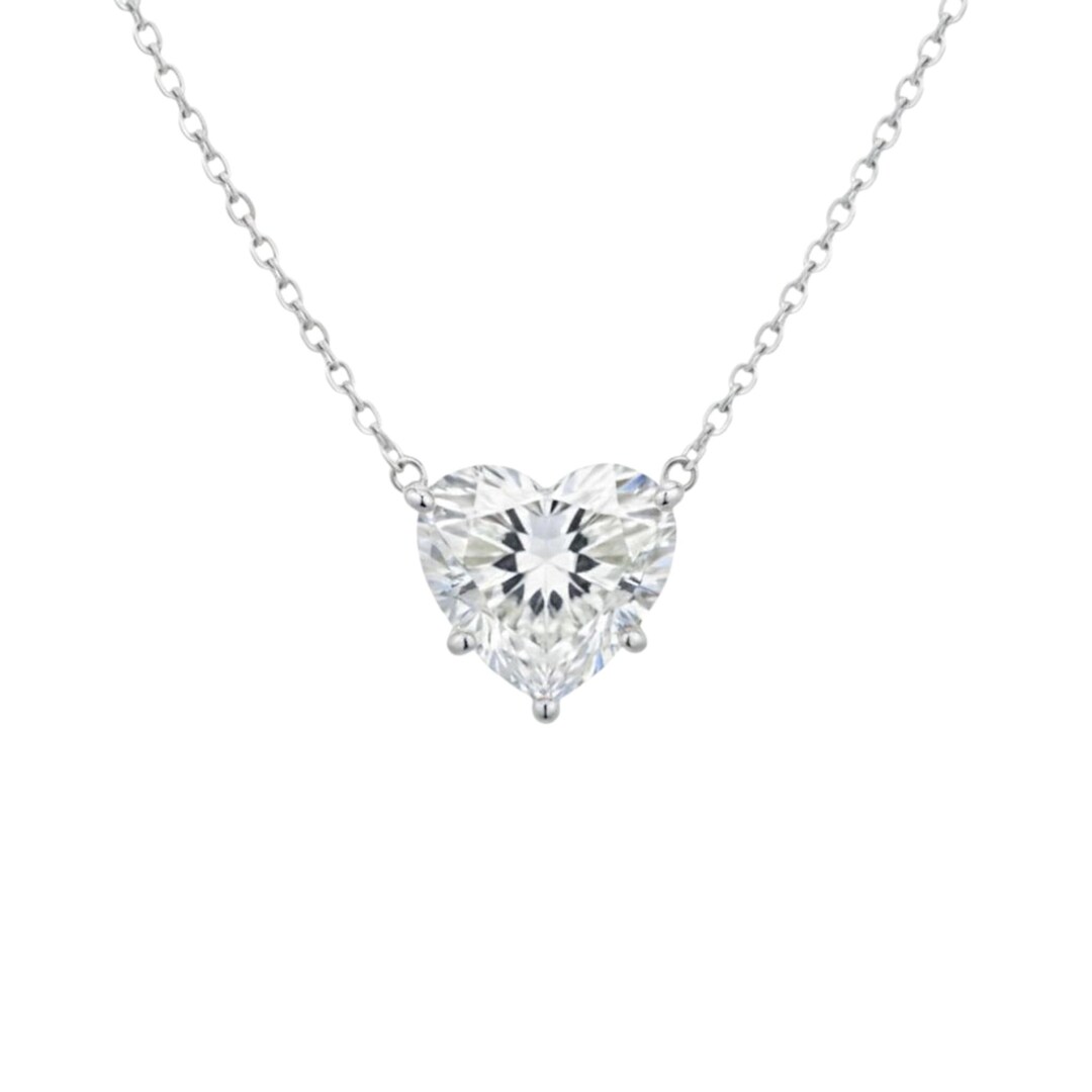2 Ct Diamond Necklace, 14K Gold IGI Certified Lab Grown Diamond Pendant ...