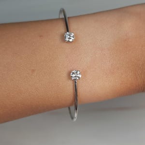 1 Ct Diamond Bangle, 14K Gold Lab Grown Diamond Bangle, Open Cuff Bangle