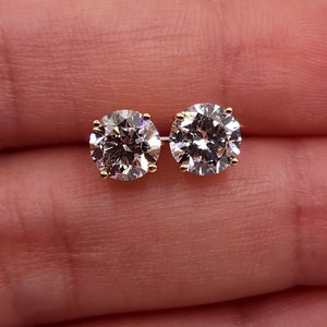 2 Ct Diamond Earrings, 14Kt Gold Lab Grown Diamond Earrings, Diamond Studs