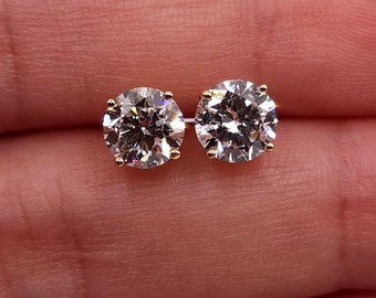 3 Ct Diamond Earrings, 14Kt Gold Lab Grown Diamond Earrings, Diamond Studs