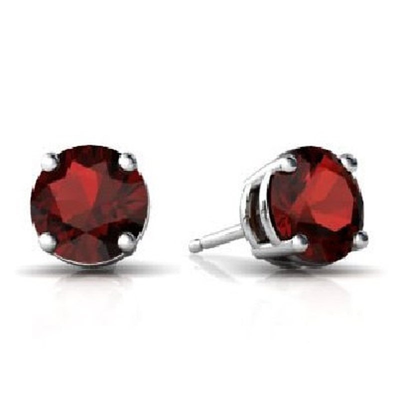 White gold garnet stud earrings Clearance