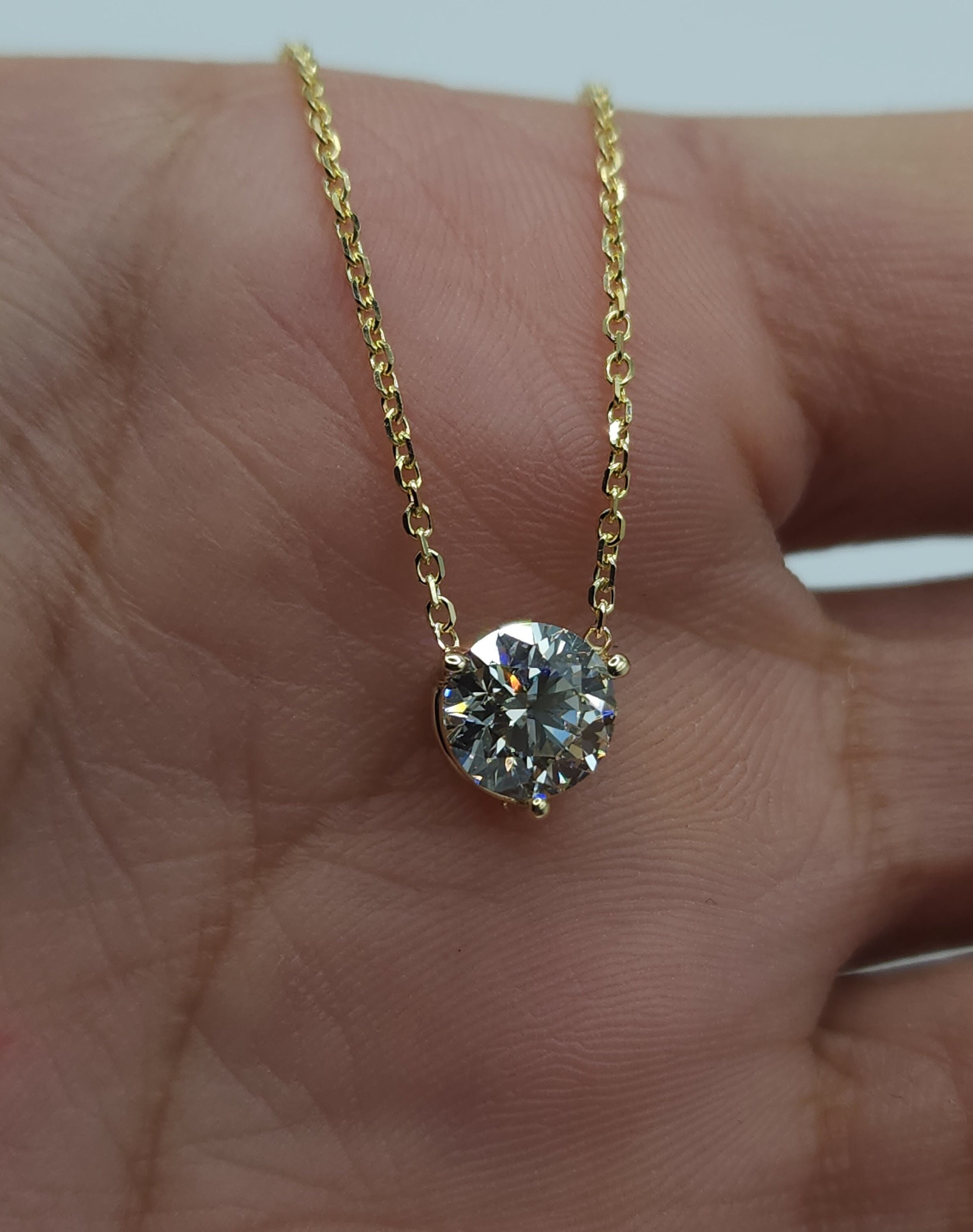1/3 Ct. Blue Lab Grown Diamond Solitaire 14K Gold Necklace | Lab Created  Diamonds — New World Diamonds