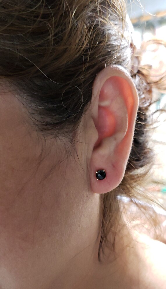 Genuine black diamond stud on sale earrings