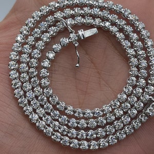 7 Ct Diamond Tennis Necklace, 17 inch Diamond Necklace, Buttercup Setting, 14K Gold Lab Grown Diamond Necklace, Beautiful White Diamonds image 2