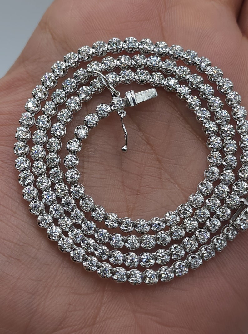 7 Ct Diamond Tennis Necklace, 17 inch Diamond Necklace, Buttercup Setting, 14K Gold Lab Grown Diamond Necklace, Beautiful White Diamonds image 2