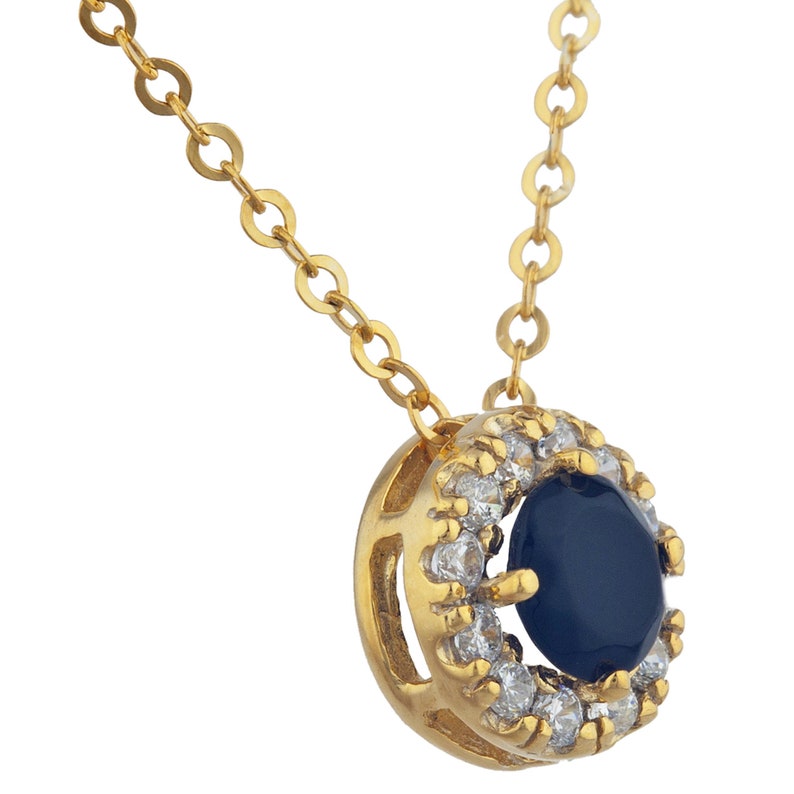 14Kt Gold 0.50 Ct Genuine Black Onyx Halo Design Pendant Necklace Gift For Her Dainty Bridesmaid Bridal Wedding Jewelry