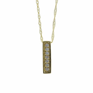 Diamond Bar Necklace, 14Kt Gold Diamond Necklace, Diamond Pendant, Lab Grown Diamond Necklace, Beautiful Necklace image 8