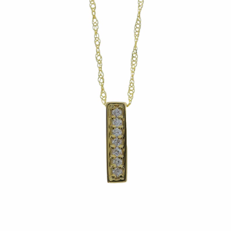 Diamond Bar Necklace, 14Kt Gold Diamond Necklace, Diamond Pendant, Lab Grown Diamond Necklace, Beautiful Necklace image 8