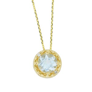 14K Gold Natural Aquamarine Necklace, Aquamarine Diamond Necklace, Aquamarine Pendant, March Birthstone Necklace image 7