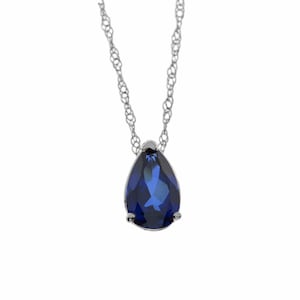 14Kt Gold Blue Sapphire Teardrop Necklace, Sapphire Pendant, September Birthstone Necklace, Sapphire Gold Necklace image 8