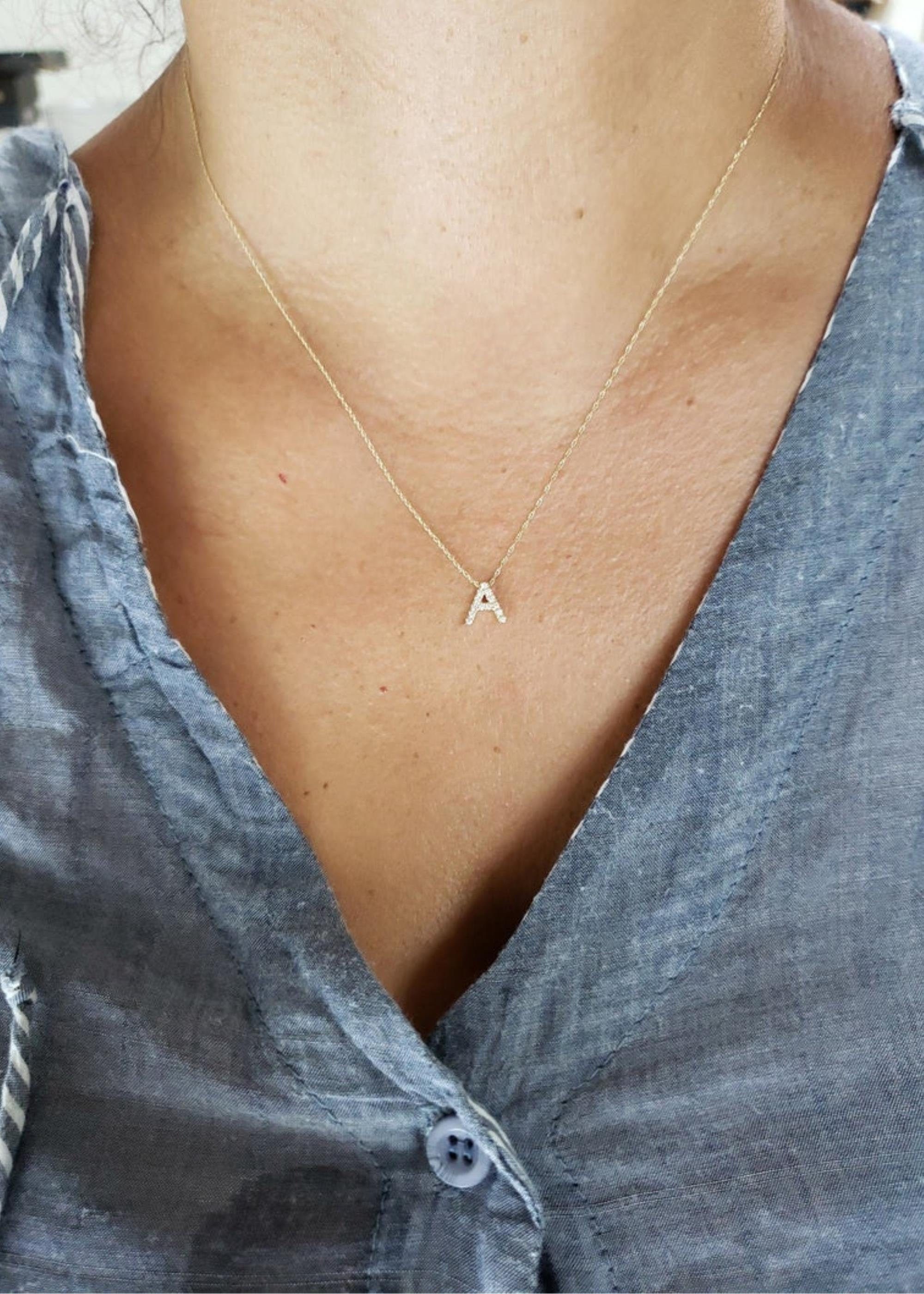 14kt Gold Diamond Initial Necklace 