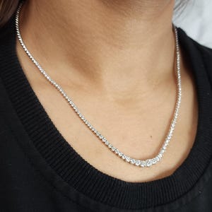 2.95 Ct Diamond Tennis Necklace, 14K Gold 18 inch Half Graduated Lab Grown 3 Prong Diamond Tennis Necklace, Beautiful White Diamonds