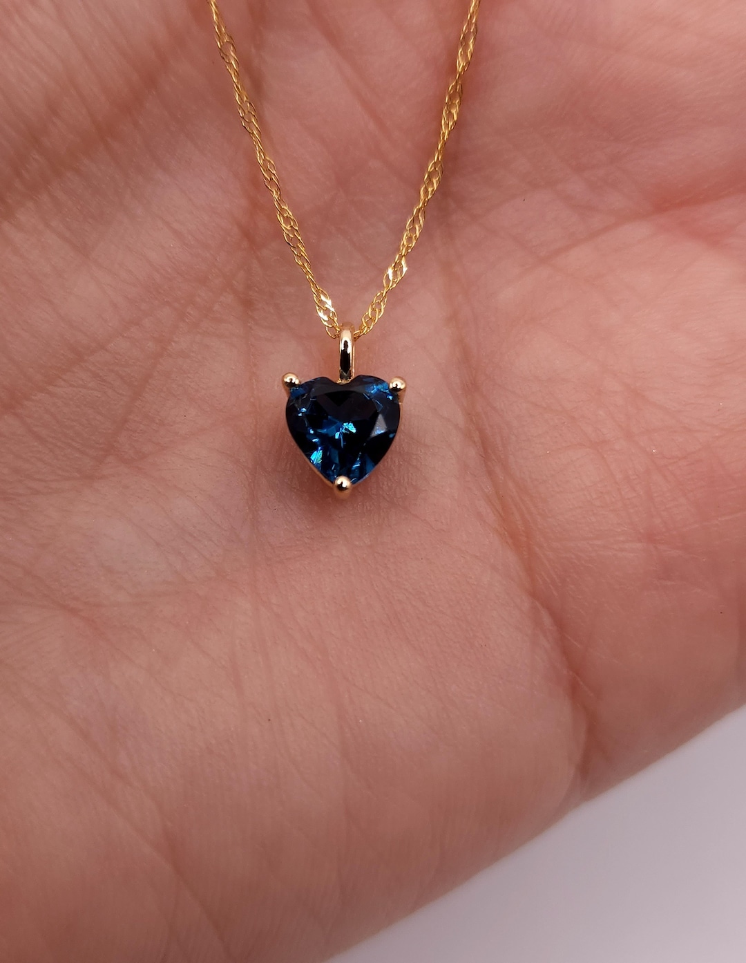14kt Gold London Blue Topaz Heart Necklace, Topaz Pendant, November ...