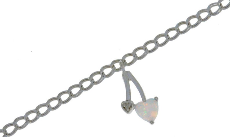 Opal /& Diamond Heart Bracelet .925 Sterling Silver Dainty Gift For Her Jewelry Fashion Trend