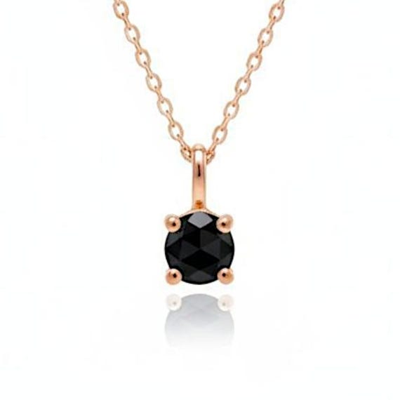 0.50カラットのブラックダイヤモンドローズカットペンダント、14K 