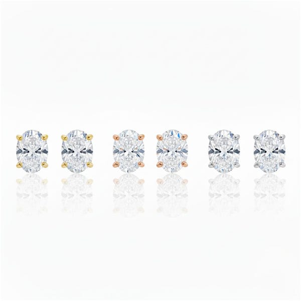 Kolczyki z diamentami 14K o masie 0,50 ct, owalne kolczyki z 14-karatowego złota z diamentami hodowanymi laboratoryjnie, sztyfty z diamentami VS