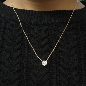 Collar de diamantes de 1 ct en oro de 14 quilates, colgante de diamantes cultivados en laboratorio, collar solitario de diamantes de 3 puntas