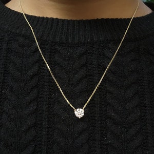 14K Gold 1 Ct Diamond Necklace, Lab Grown Diamond Pendant, 3 Prong Diamond Solitaire Necklace image 3