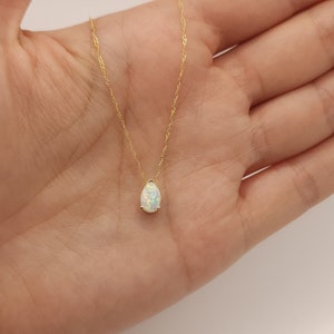 14Kt Gold Opal Necklace, Opal Teardrop Necklace, Opal Pendant, October Birthstone Necklace, Opal Gold Necklace image 2