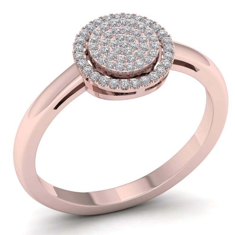 10Kt Rose Gold 0.15 Ct Genuine Natural Diamond Engagement Halo Ring