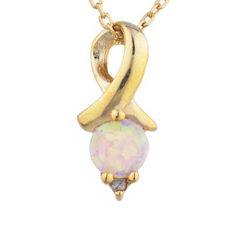 Opal Pendant 14Kt Gold Pink Opal Necklace Opal Diamond Necklace October Birthstone Necklace