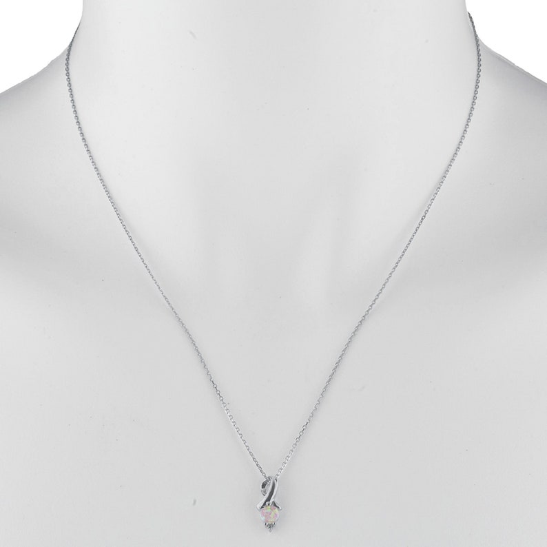 Opal Pendant 14Kt Gold Pink Opal Necklace Opal Diamond Necklace October Birthstone Necklace