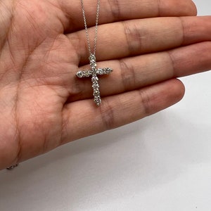 14K Gold 1 Ct Diamond Cross Necklace, Natural Diamond Pendant, Real Diamond Necklace, Unisex image 2