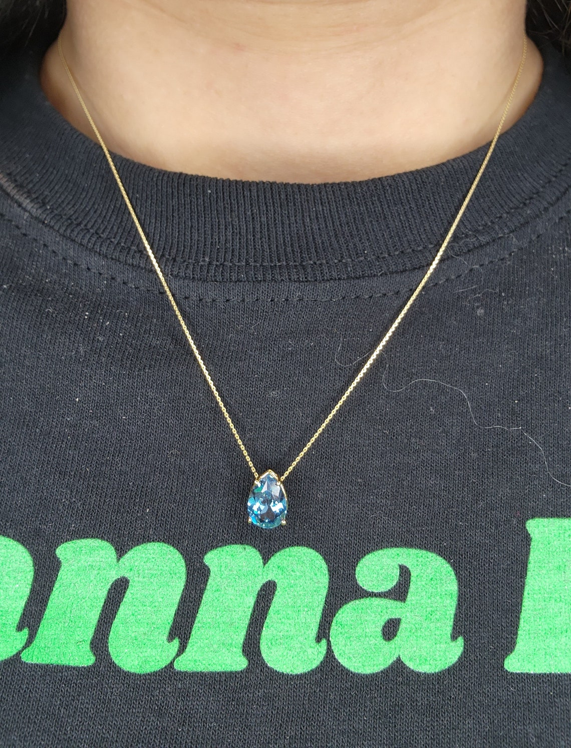 14kt Gold London Blue Topaz Teardrop Necklace 1.5 Ct Topaz Etsy