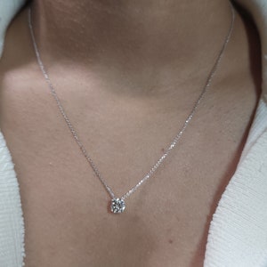 0.60 Ct Diamond Necklace, 14K Gold Lab Grown Diamond Solitaire Pendant