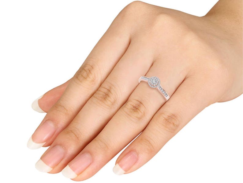10Kt Rose Gold 0.25 Ct Genuine Natural Diamond Engagement Halo Ring