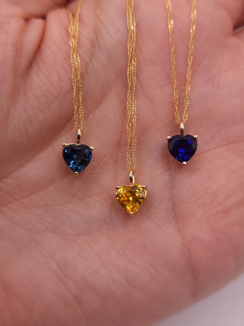14kt Gold London Blue Topaz Heart Necklace Topaz Pendant - Etsy