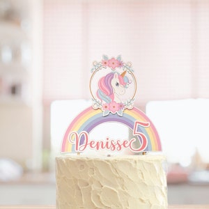 Personalized Unicorn Cake Topper, Unicorn Birthday Decor, Unicorn Party Decor, Rainbow Cake Topper, Unicorn Centerpiece
