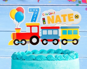 Personalized train cake topper, train birthday, choo choo train,  train centerpiece, train party, transportation, 1st birthday, 2nd birthday