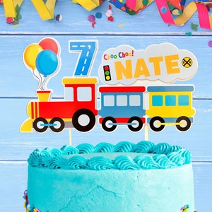 Personalized train cake topper, train birthday, choo choo train,  train centerpiece, train party, transportation, 1st birthday, 2nd birthday