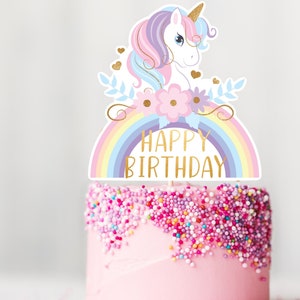 Unicorn Cake Topper, Custom Unicorn Cake Topper, Unicorn Birthday Party,  Unicorn Decorations, Magical, Rainbows, Wings, Stars