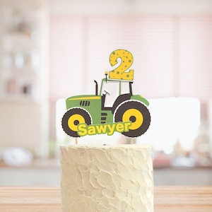 Personalized Tractor Cake Topper, truck cake topper, farm cake topper, farm birthday decor, tractor birthday decor, party decor