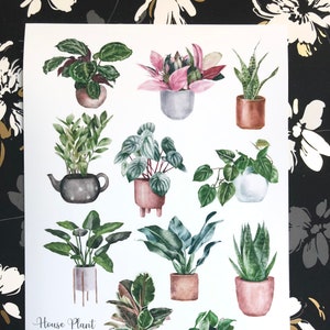 Feuille d’autocollants de plantes d’intérieur, autocollants de cactus, autocollants succulents, plantes en pot, autocollants de planificateur, Bullet Journal, Bujo, Scrapbooking